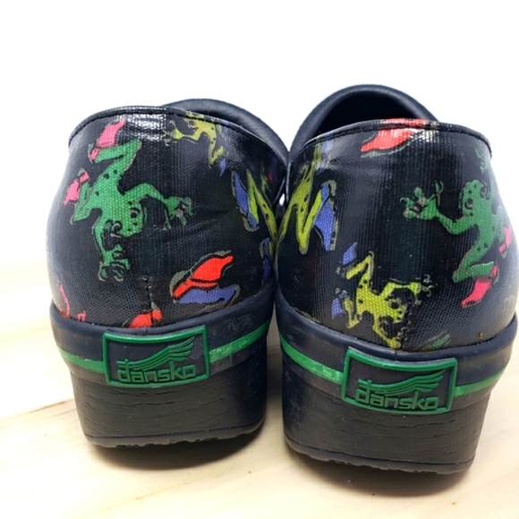 Dansko Vegan Black Frog Volley Shoes Clogs Comfort Colorful Nursing EU38 US7.5-8 - Picture 9 of 14